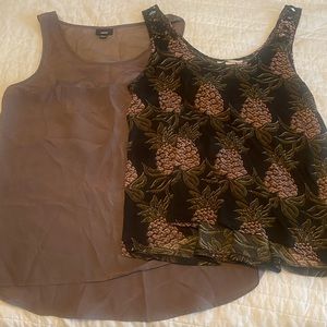 H&M + Mossimo Tank Top Bundle | Taupe Sheer & Pineapple Print | M